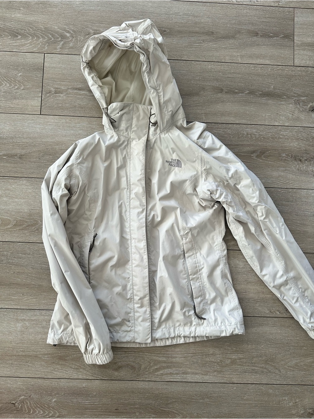 The North Face Women's Off-White Hooded hiking shell jacket waterproof